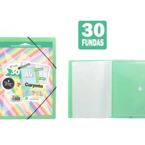 Carpeta de 30 fundas con sobre y portada personalizable verde pastel