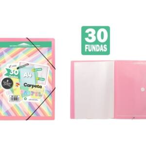 Carpeta de 30 fundas con sobre y portada personalizable rosa pastel