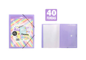 Carpeta de 40 fundas con sobre y portada personalizable lila