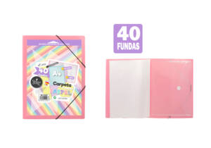 Carpeta de 40 fundas con sobre y portada personalizable rosa pastel