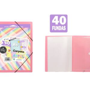 Carpeta de 40 fundas con sobre y portada personalizable rosa pastel