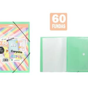 Carpeta de 60 fundas con sobre y portada personalizable verde pastel