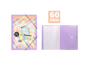 Carpeta de 60 fundas con sobre y portada personalizable lila