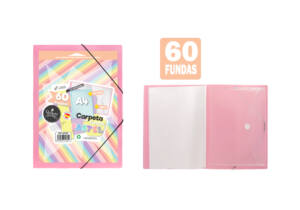 Carpeta de 60 fundas con sobre y portada personalizable rosa pastel