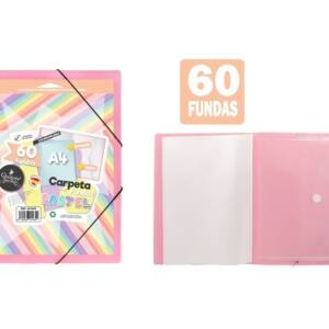 Carpeta de 60 fundas con sobre y portada personalizable rosa pastel