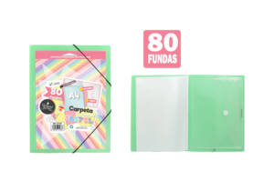 Carpeta de 80 fundas con sobre y portada personalizable verde pastel