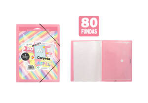 Carpeta de 80 fundas con sobre y portada personalizable rosa pastel