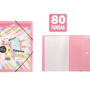 Carpeta de 80 fundas con sobre y portada personalizable rosa pastel