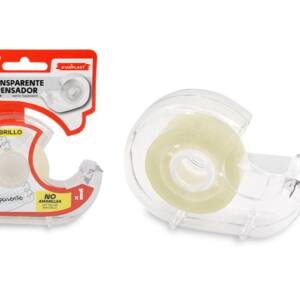 Cinta transparente brillo 18mm x 33m con dispensador