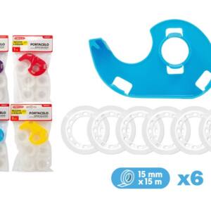 Cinta transparente brillo 15mm x 15m con dispensador