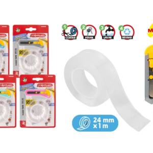 Cinta nano tape reutilizable con mini cuter 24mm x 1m