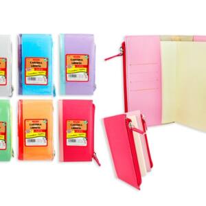 Cartera con libreta y dos cremalleras 9x18cm