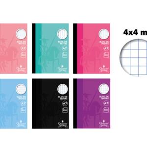 Bloc notas A7 80H 60g/m2cuadros 4x4mm