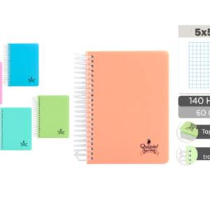 Libreta A6 140Hojas Cuadros 5x5mm 60gr/m2 Tapa Plástico Colores Pastel Surtido