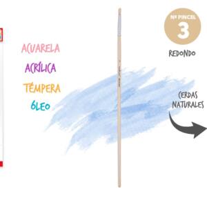 Pincel punta redonda No3 cerdas naturales