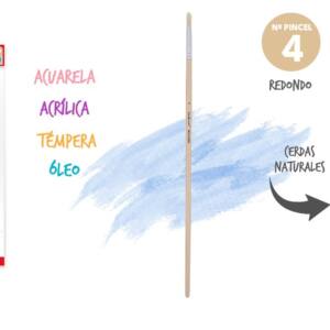 Pincel punta redonda No4 cerdas naturales