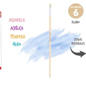 Pincel plano No6 cerdas naturales