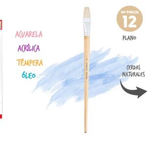 Pincel plano No12 cerdas naturales