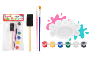 Set de pintura con paleta  2 pinceles  esponja