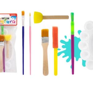 Set de pintura paleta  4 pinceles  2 esponjas