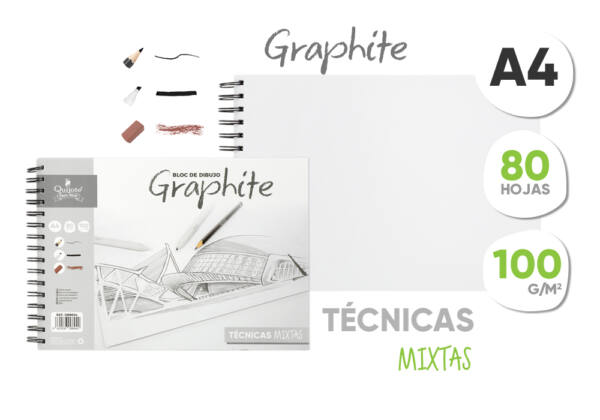 Bloc Dibujo A4 80Hojas 100gr/m2 Liso Graphite