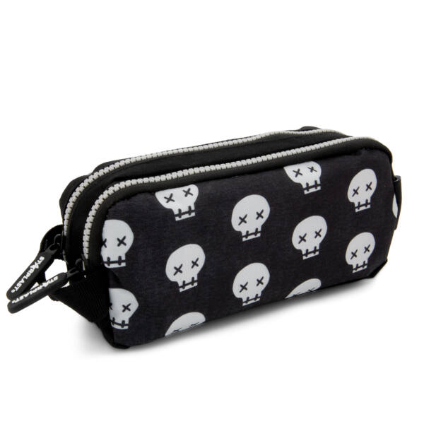 Estuche 2 Cremalleras Negro Diseño Calaveras