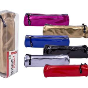 Estuche Round 1 cremallera colores metalizados