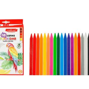 Set 18 Ceras de Colores PlastiStar Forma Triangular Cuerpo Antideslizante 12cm