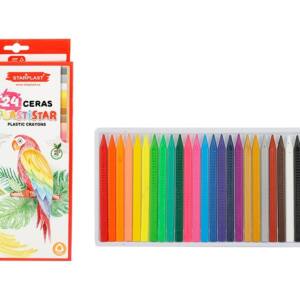 Set 24 Ceras de Colores PlastiStar Forma Triangular Cuerpo Antideslizante 12cm