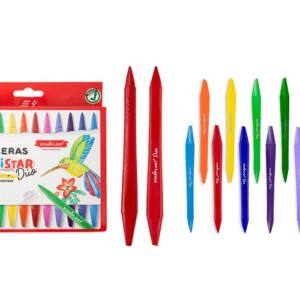 Set 12 Ceras de Colores PlastiStar Duo Doble Punta Forma Triangular