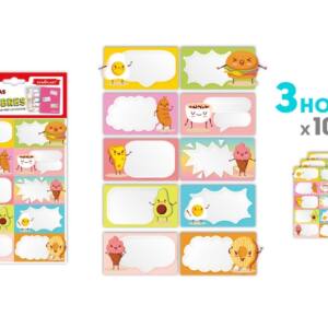 Etiquetas escolares 30U diseño comida