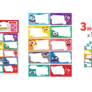 Etiquetas escolares 30U diseño monstruos