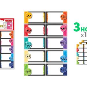 Etiquetas escolares 30U diseño calaveras