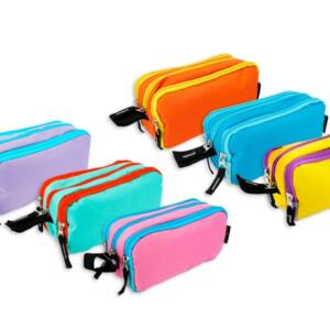 Estuche 3 cremalleras colores pastel y colores fluor