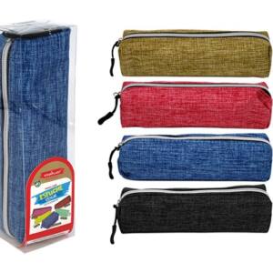 Estuche 1 cremallera rectangular textura jeans