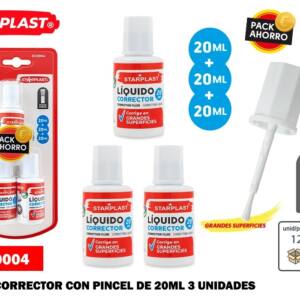 Set 3 Botes líquido corrector 20ml con pincel