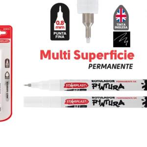 Rotulador permanente multi-superficie Blanco Tinta Inglesa Punta 0.8mm