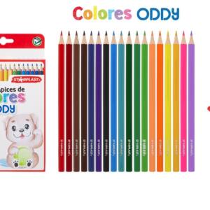 18 Lápices de Colores Oddy Forma Hexagonal