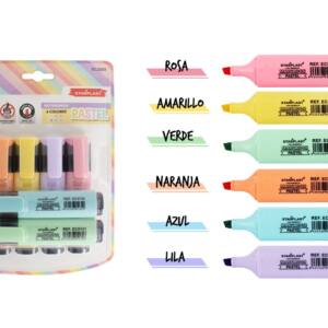 Set de 6 marcadores colores pastel