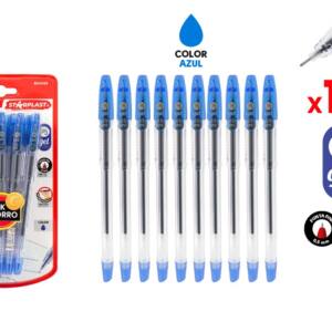 Set 10 bolígrafos tinta gel P5 punta 0.5mm Azul con Antideslizante