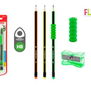 Set 3 lápices  sacapuntas y antideslizante