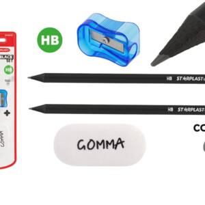 Set 2 lápices madera negra sacapuntas borrador