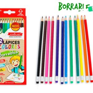 Lápices de colores borrables con goma 12U
