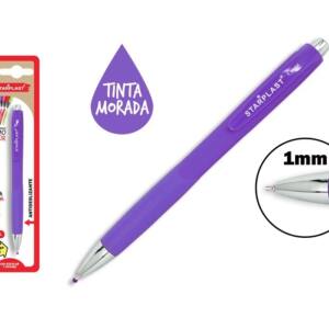 Bolígrafo retráctil antideslizante tinta gel 1.0mm lila