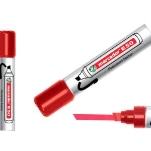 Rotulador permanente recargable E50 punta bisel 2-10mm rojo