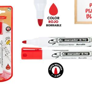 Rotulador pizarra blanca E70 punta redonda 2.0mm rojo
