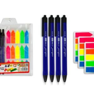 Set 4 bolígrafos Softpen  marcapáginas adhesivo