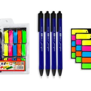 Set 4 bolígrafos Softpen  marcapáginas adhesivo