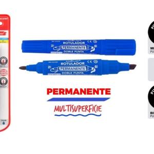 Rotulador permanente doble punta azul