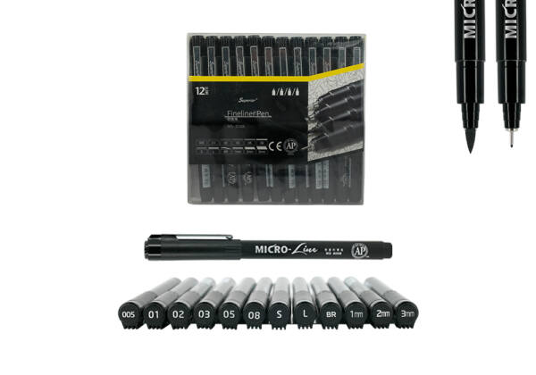 Fineliner pen 12 tipos de punta diferentes